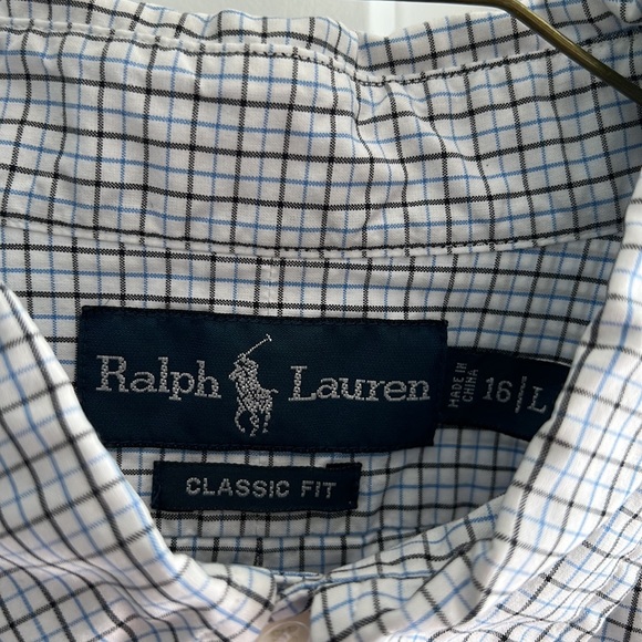 Polo Ralph Lauren 16 | Large white, black and blue button down long sleeve - Picture 2 of 5